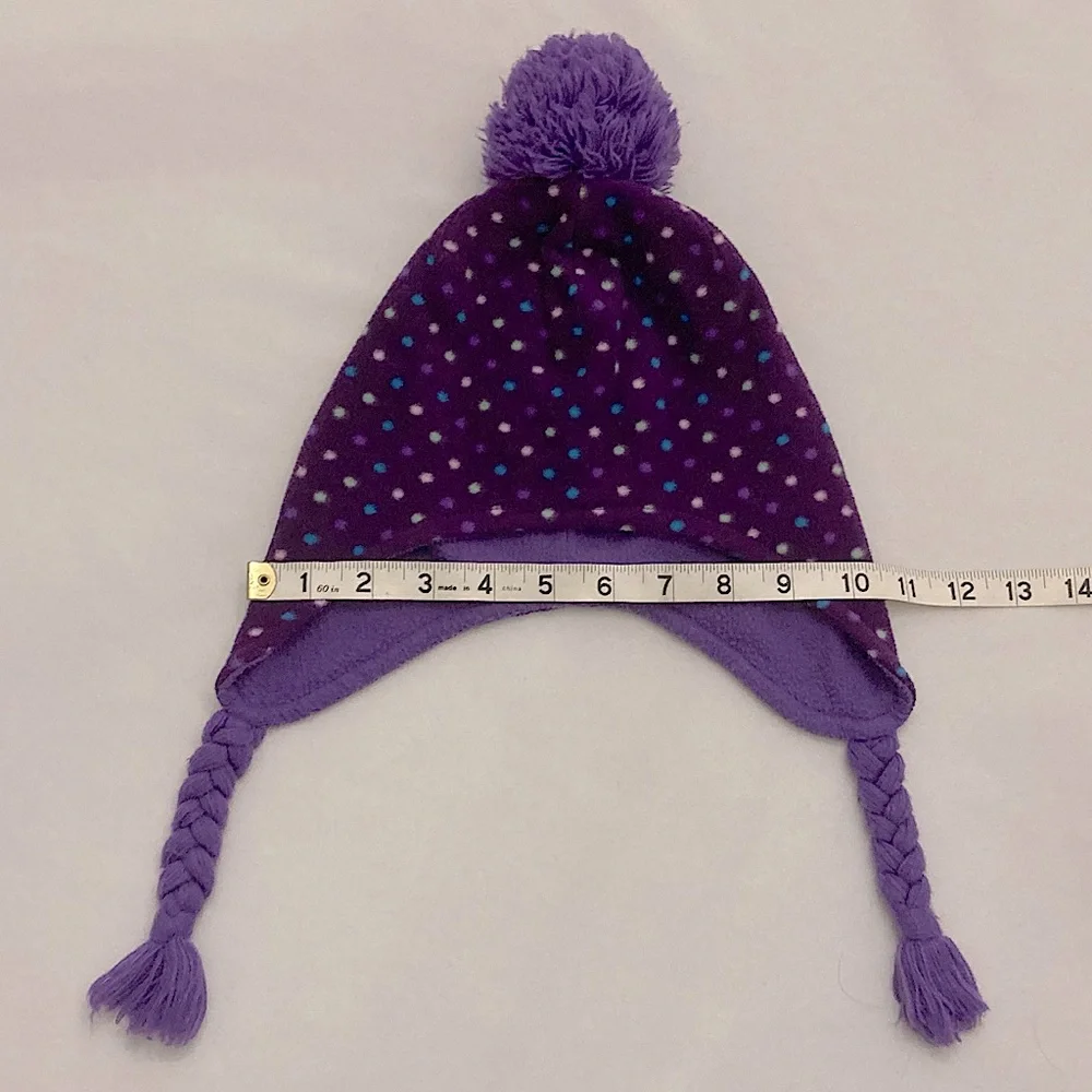 Target Winter Hat Ear Flap Pom Pom Hat Purple Blue White Polka Dots